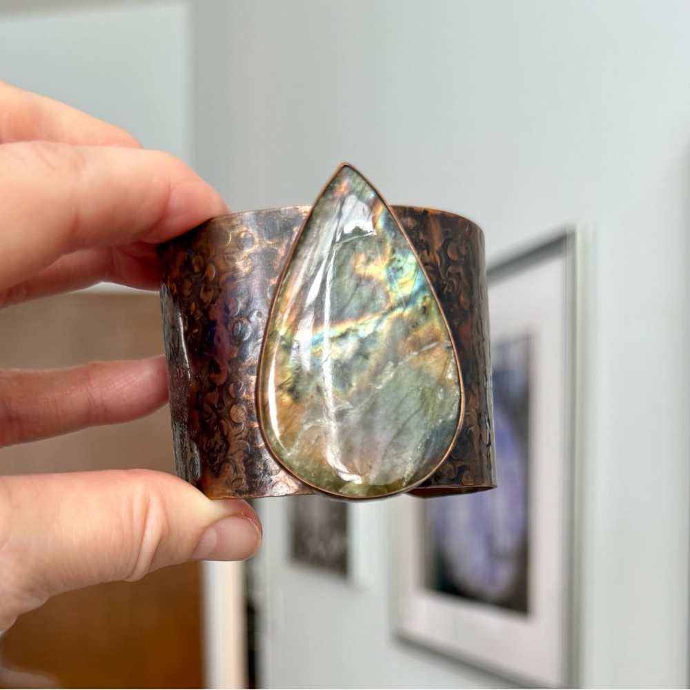 Labradorite and Copper Cuff Bracelet - Picture 5 of 9